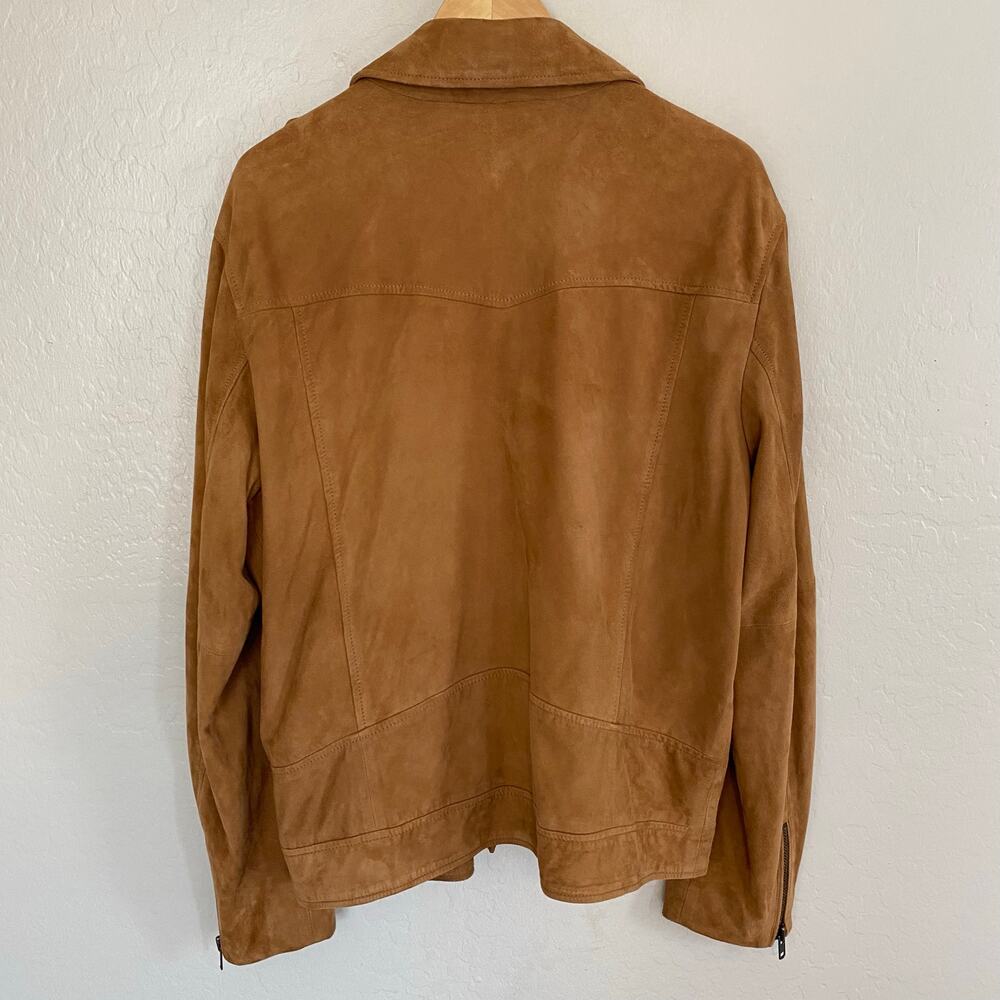 Open Edit Leather Suede Moto Biker Jacket Mens Size XL Camel Coat Spring Brown - Picture 3 of 7